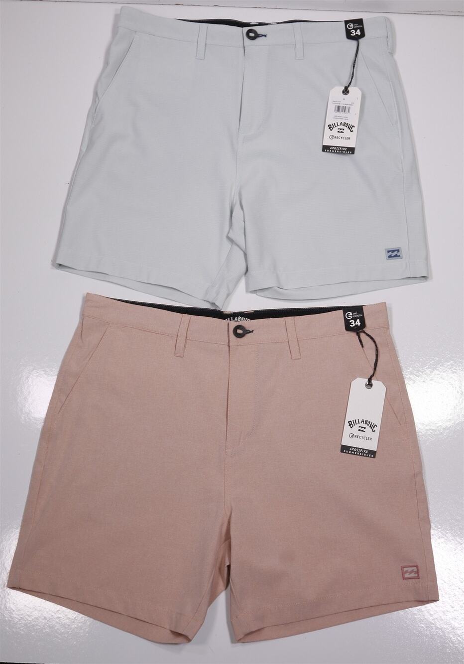 Lot of 2 - Billabong Crossfire Submersible Flat Front Chino Shorts 34 NWT
